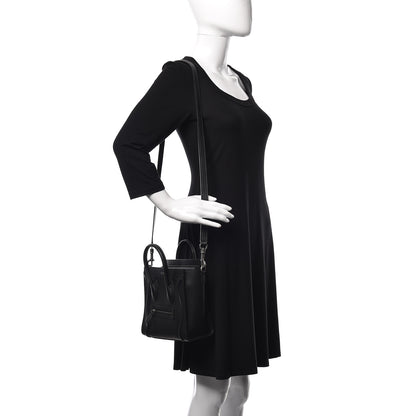 Celine Drummed Calfskin Nano Luggage Black 2 of 9