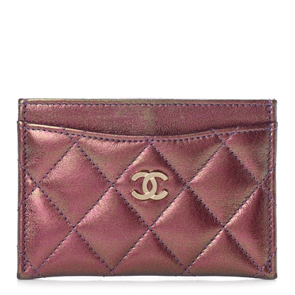 Chanel Iridescent Lambskin Quilted Card Holder Purple 1 of 8