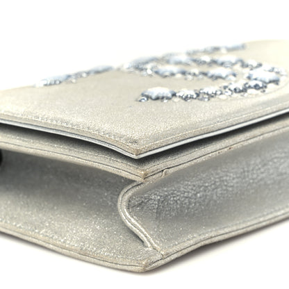 Chanel Metallic Goatskin Strass CC Clutch With Chain Silver 8 of 9