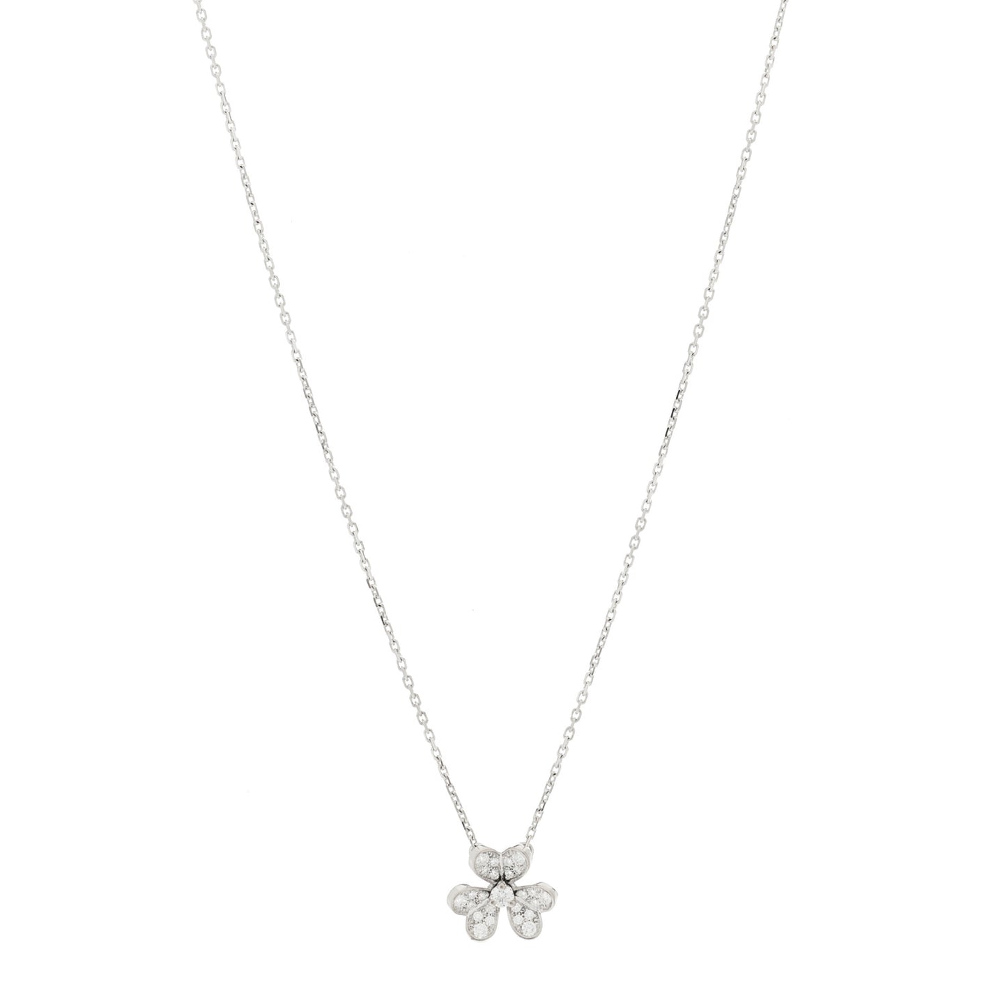 18K White Gold Diamond Mini Frivole Pendant Pave Necklace
