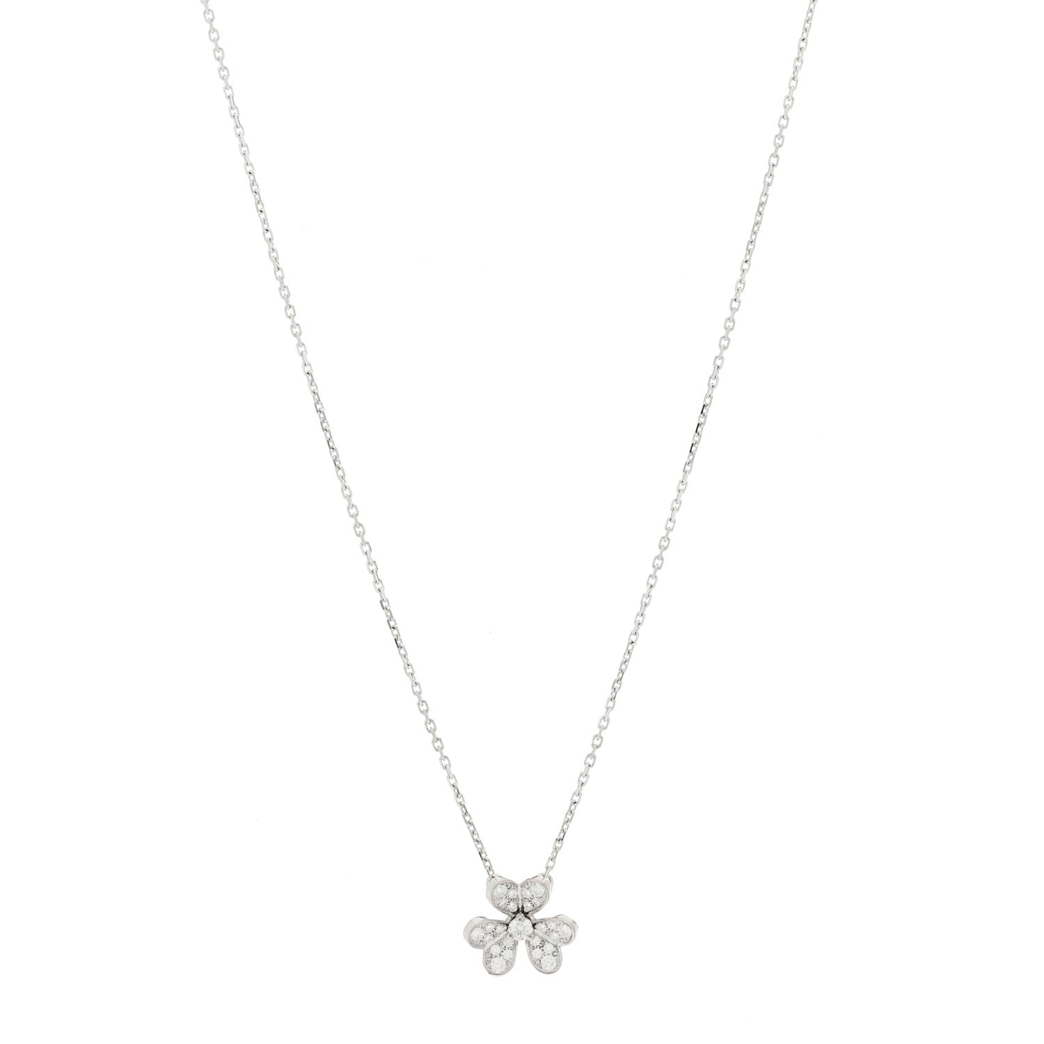 Van Cleef & Arpels 18K White Gold Diamond Mini Frivole Pendant Pave Necklace 1 of 6