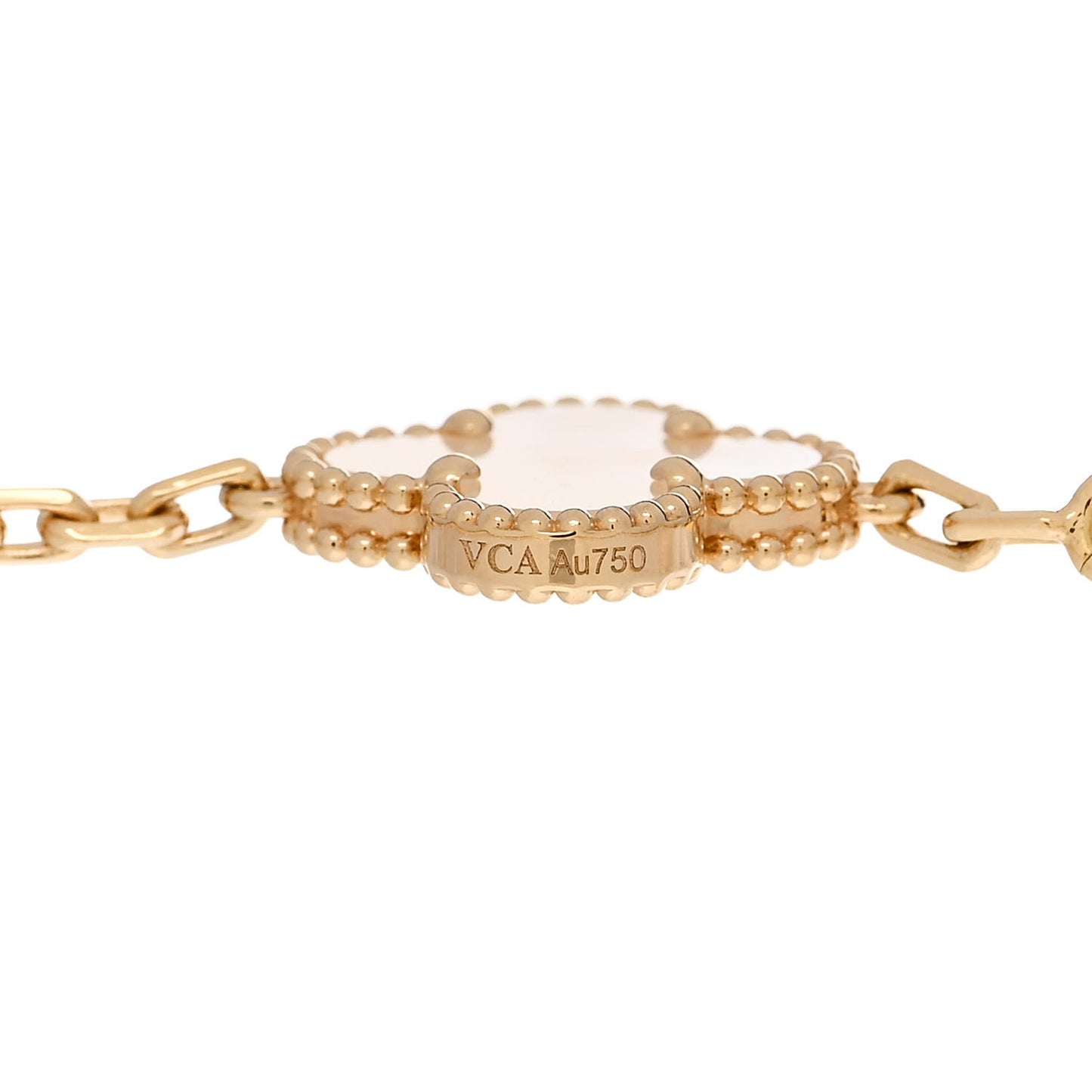 18K Yellow Gold Mother of Pearl 5 Motifs Vintage Alhambra Bracelet