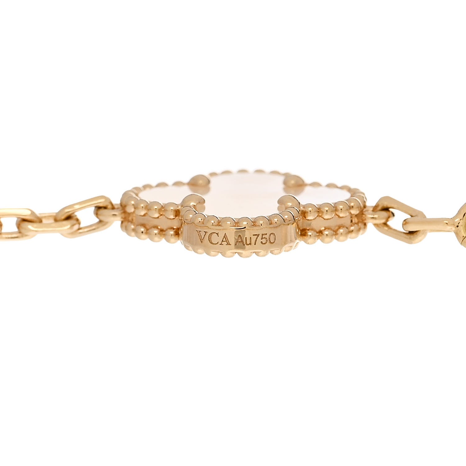 Van Cleef & Arpels 18K Yellow Gold Mother of Pearl 5 Motifs Vintage Alhambra Bracelet 4 of 5