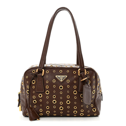 Prada Vitello Daino Grommet Satchel Bruciato 1 of 11