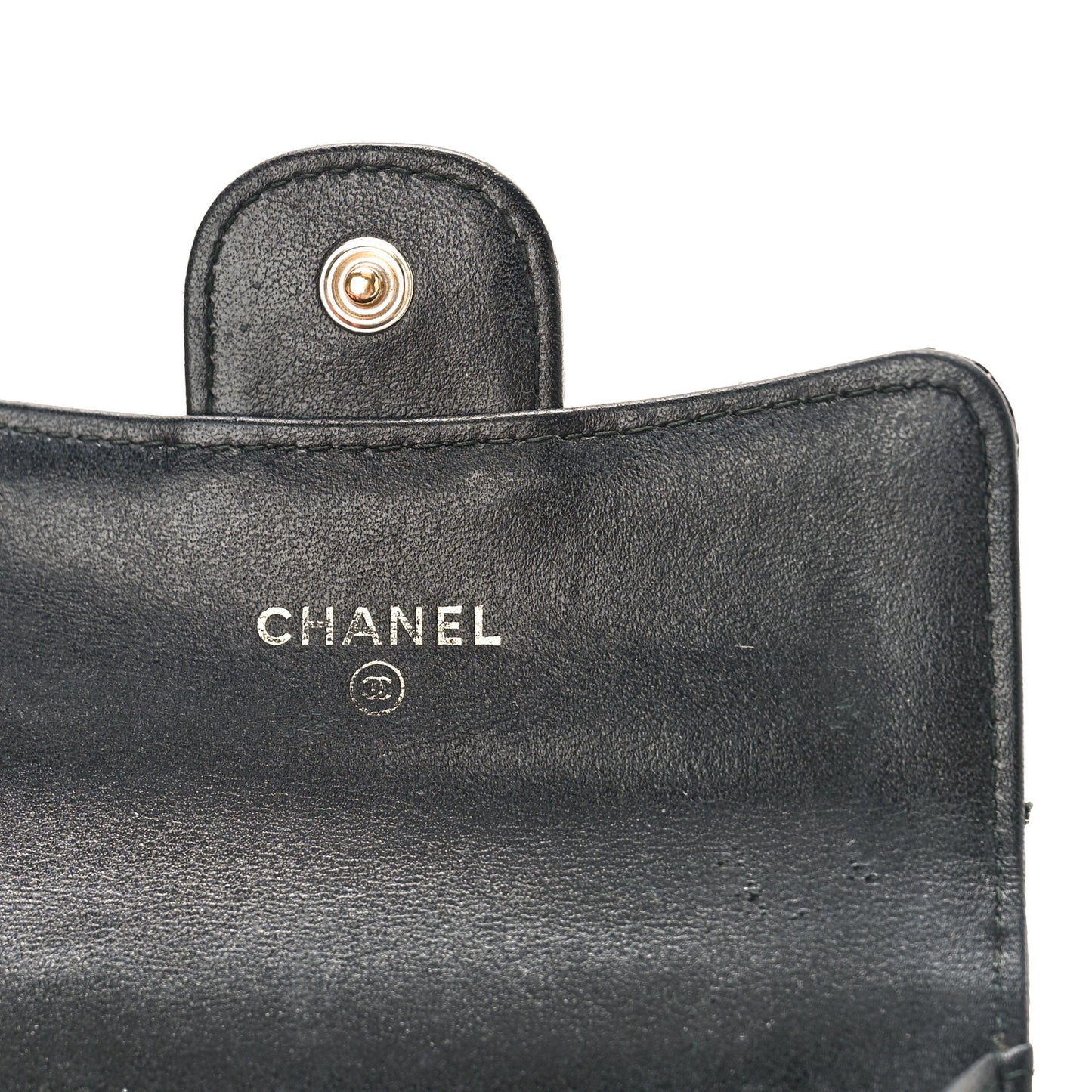 Patent Quilted Flap Card Holder Black