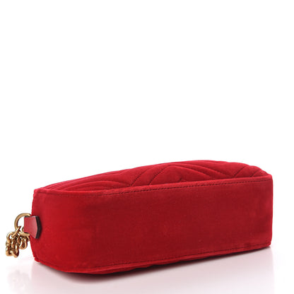 Gucci Velvet Matelasse Small GG Marmont Chain Shoulder Bag Hibiscus Red 4 of 11