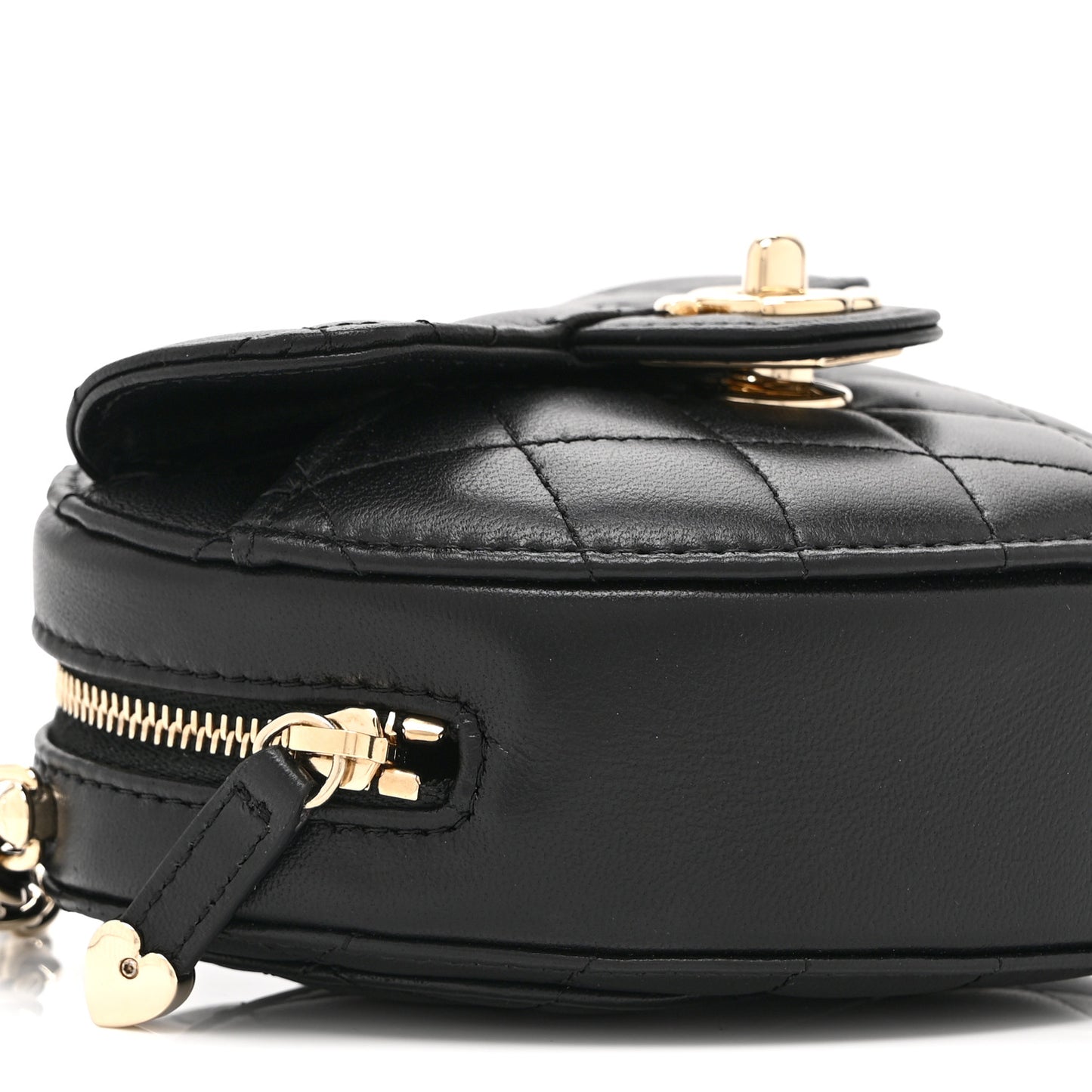 Lambskin Quilted CC In Love Heart Clutch With Chain Black