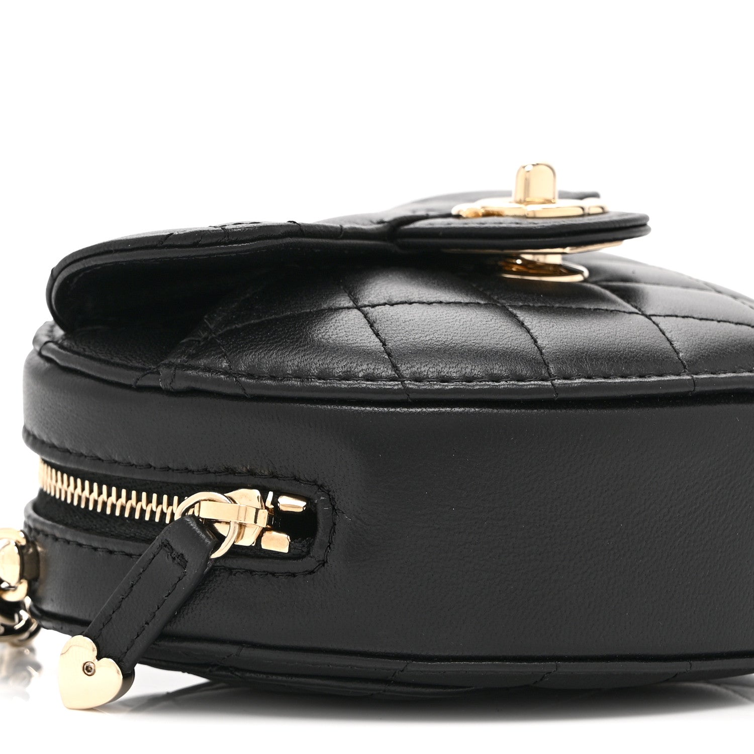 Chanel Lambskin Quilted CC In Love Heart Clutch With Chain Black 9 of 11