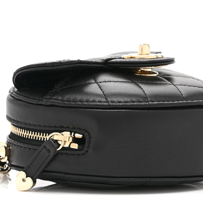 Chanel Lambskin Quilted CC In Love Heart Clutch With Chain Black 9 of 11