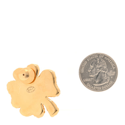 Chanel Resin Metal CC Clover Brooch Gold Black 2 of 4