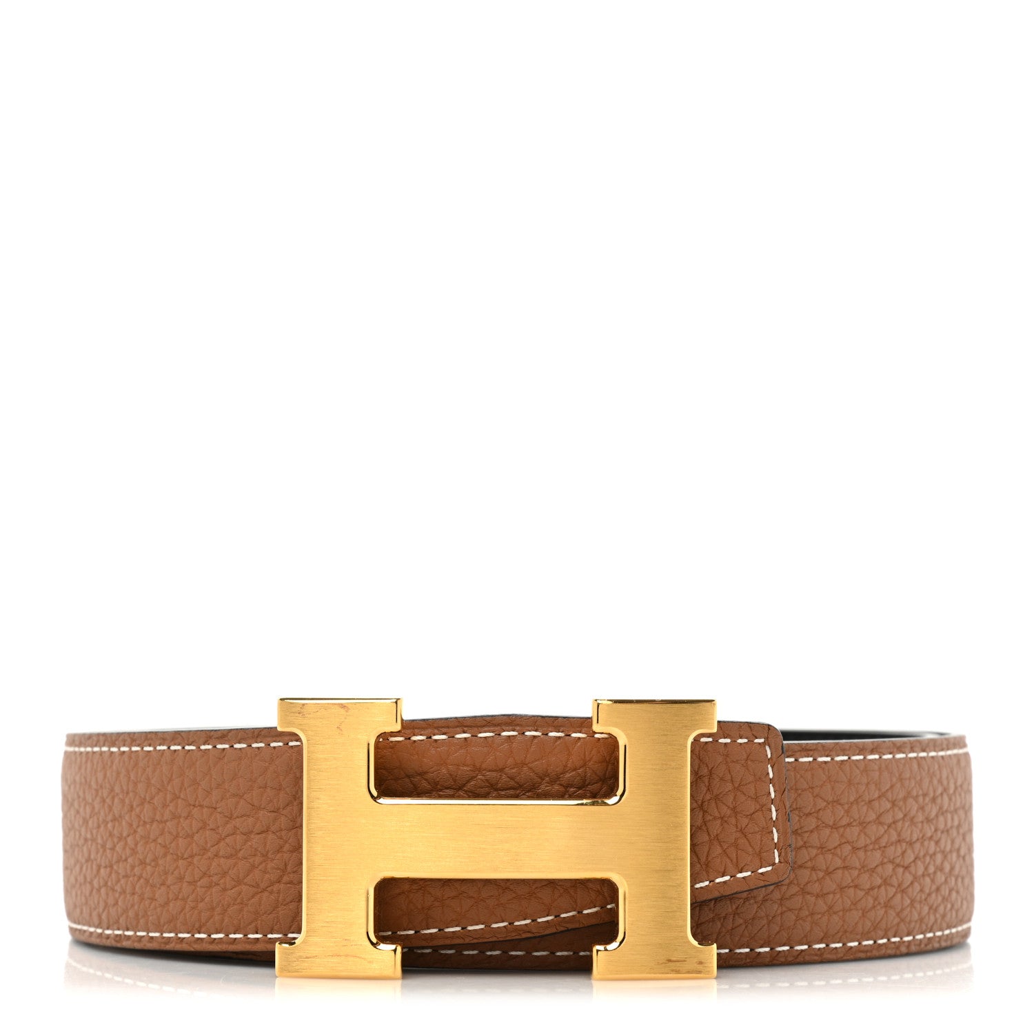 Hermes Togo Box 32mm H Belt 95 38 Gold Black 1 of 4