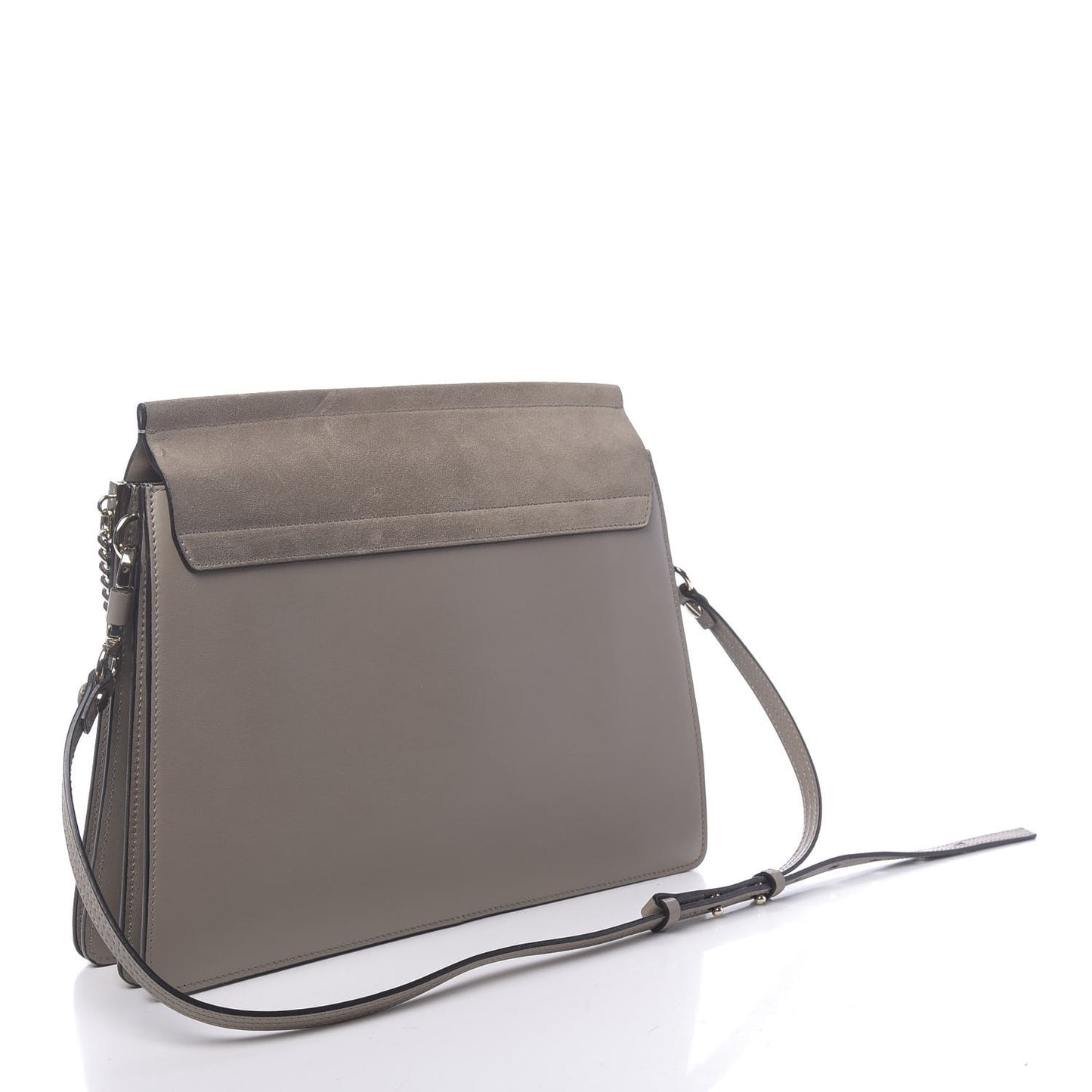 Calfskin Suede Medium Faye Shoulder Bag Motty Grey