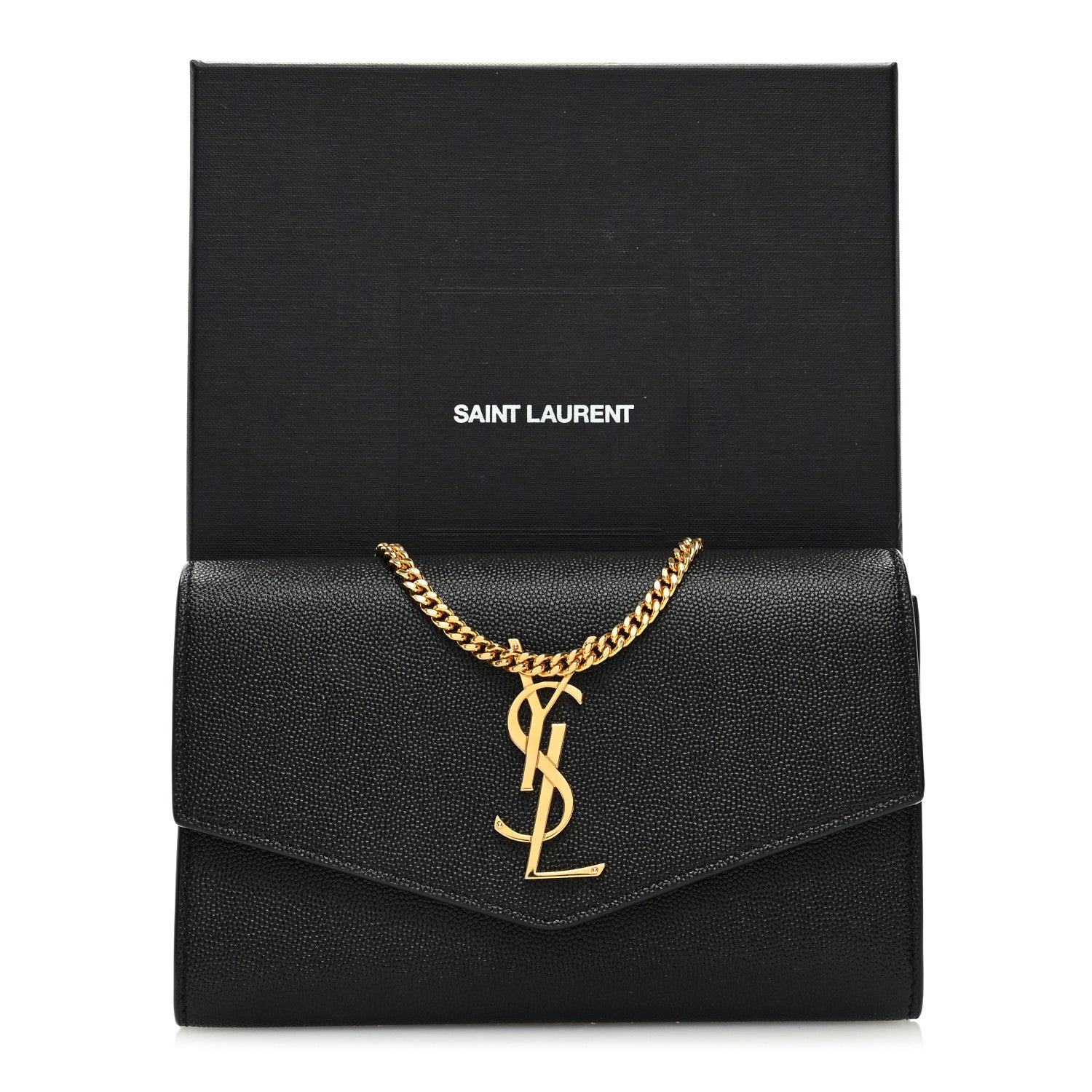 Saint Laurent Grain De Poudre Uptown Chain Wallet Black 10 of 10