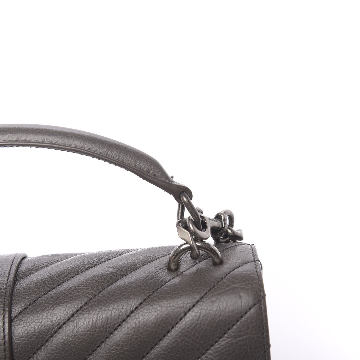 Saint Laurent Matelasse Chevron Monogram Medium College Bag Gray 10 of 23