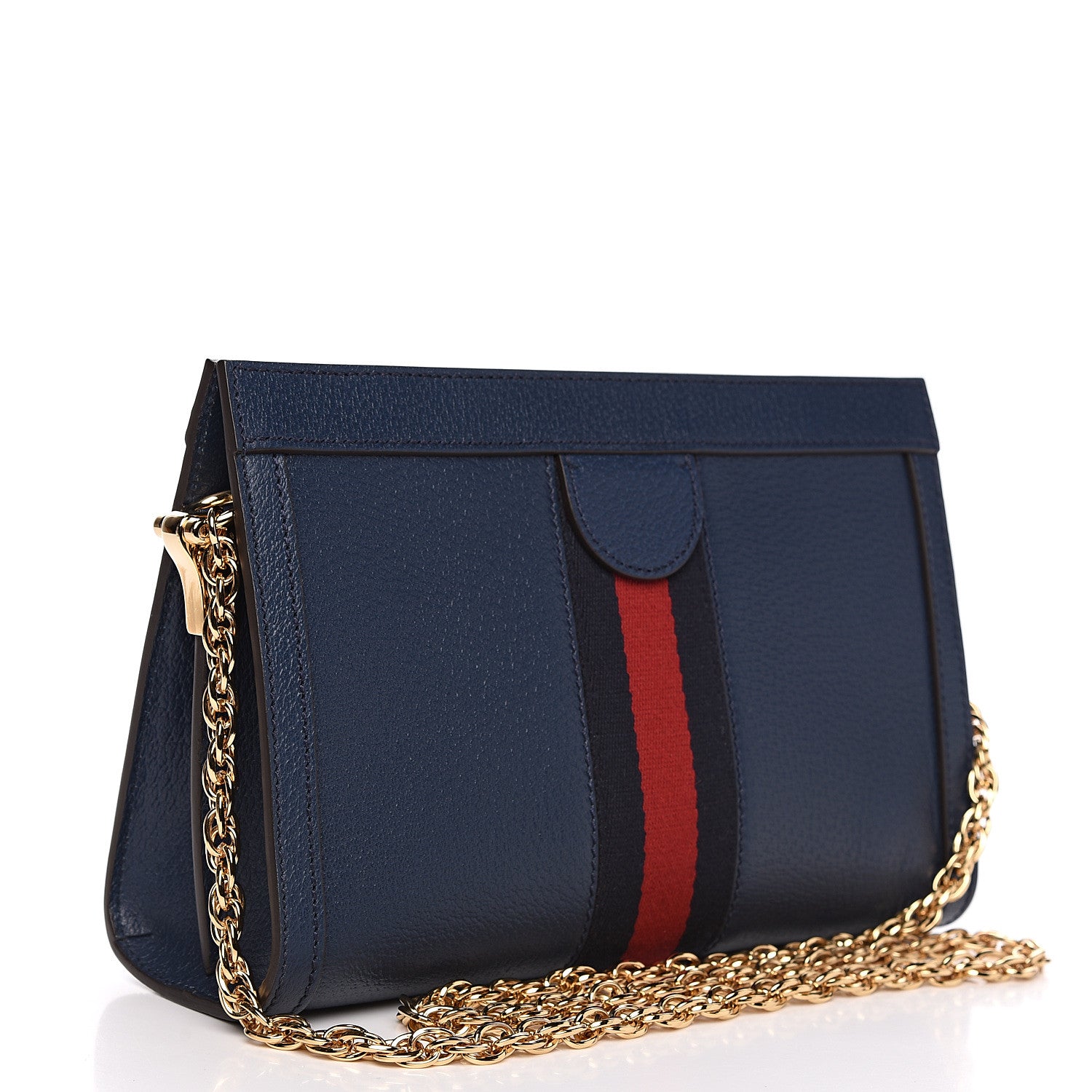 Gucci Textured Calfskin Web Small Ophidia Chain Shoulder Bag Blue Agata 2 of 8