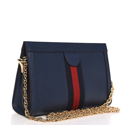 Gucci Textured Calfskin Web Small Ophidia Chain Shoulder Bag Blue Agata 2 of 8