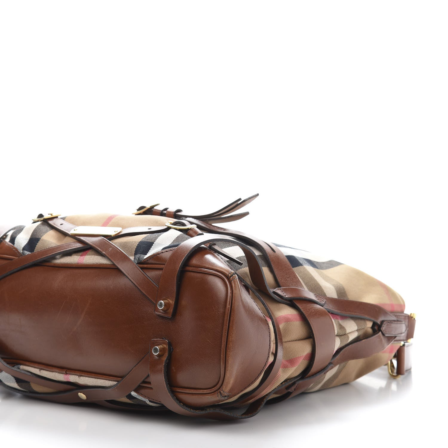 Burberry House Check Bridle Calfskin Medium Gosford Hobo Dark Tan 10 of 14