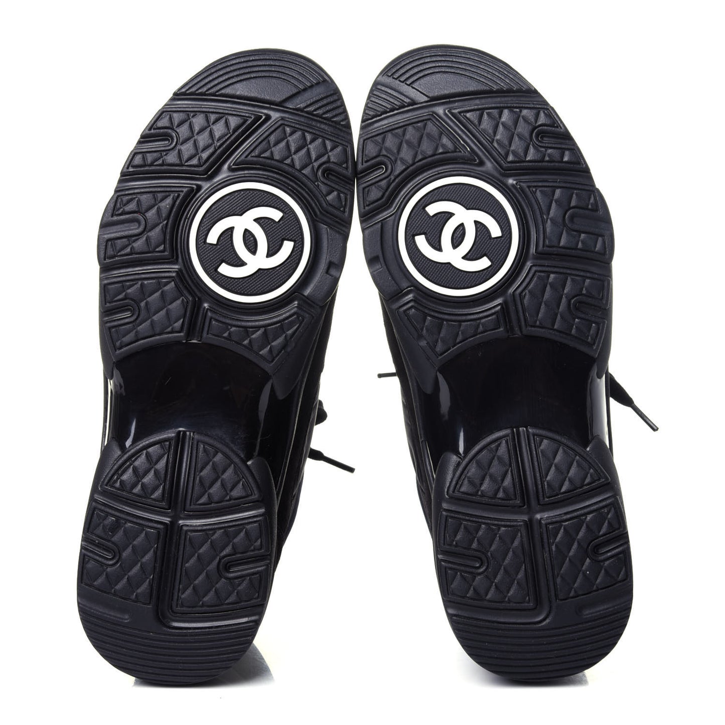 Nylon Calfskin Suede Calfskin CC Sneakers 38 Black