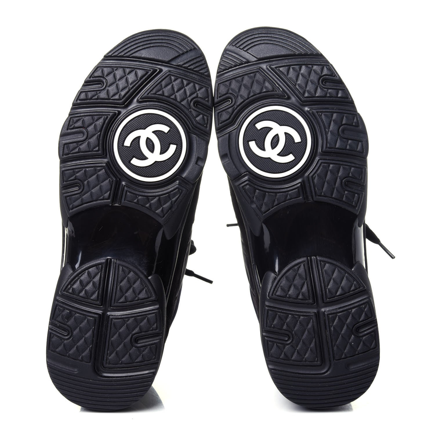 Chanel Nylon Calfskin Suede Calfskin CC Sneakers 38 Black 7 of 11