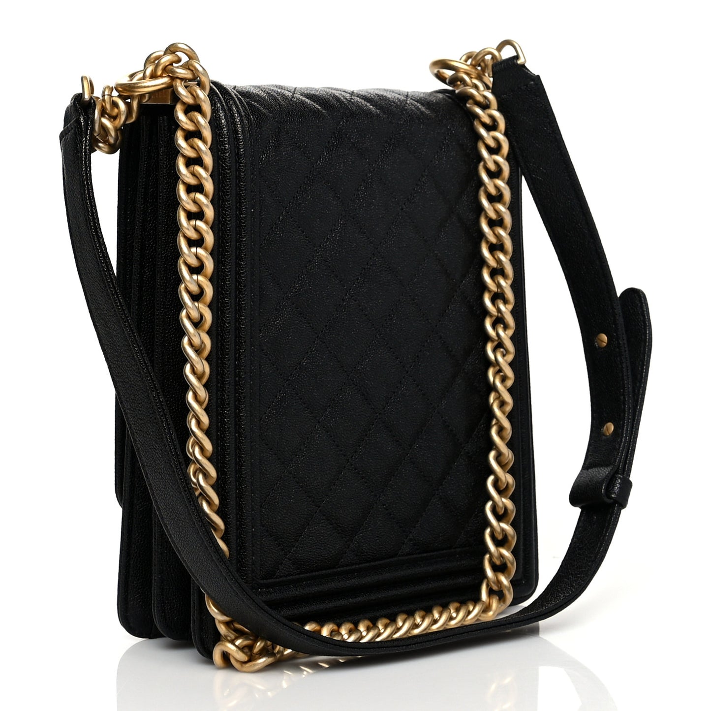 Caviar Quilted North South Boy Flap Black