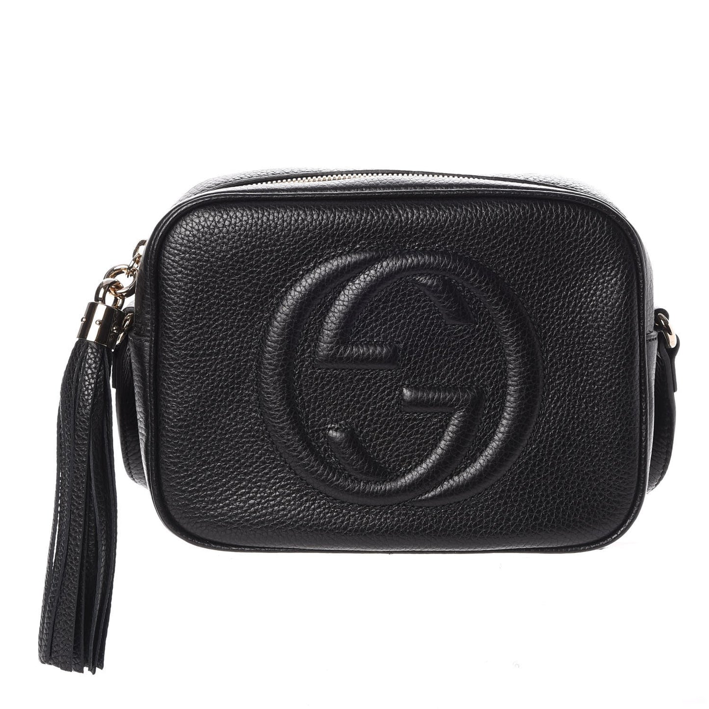 Pebbled Calfskin Small Soho Disco Bag Black