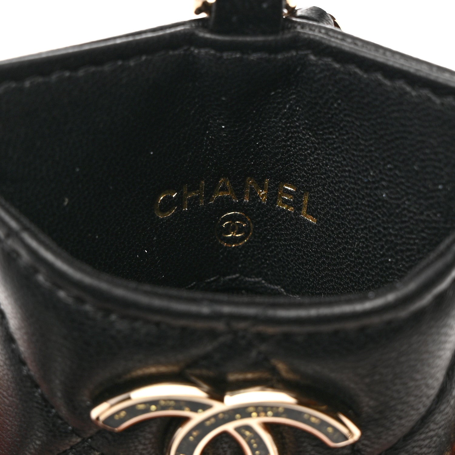 Chanel Lambskin Quilted Glitter Card Holder On Chain Black 6 of 8