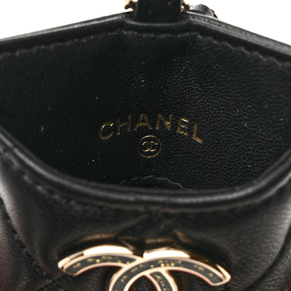 Chanel Lambskin Quilted Glitter Card Holder On Chain Black 6 of 8