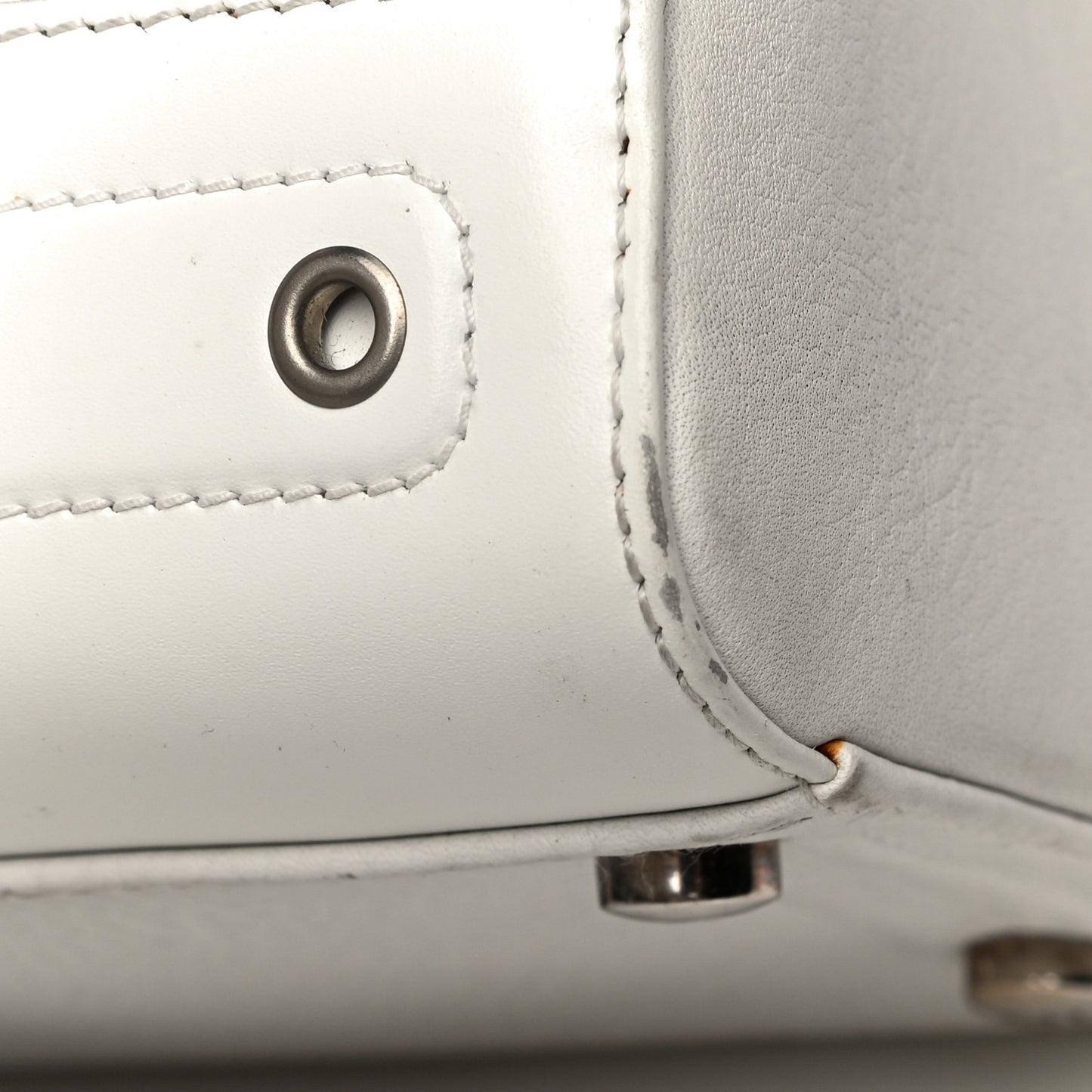 Grained Calfskin Street Chic Top Handle Bag White
