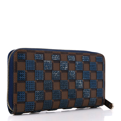 Louis Vuitton Damier Paillettes Zippy Wallet Blue 3 of 13