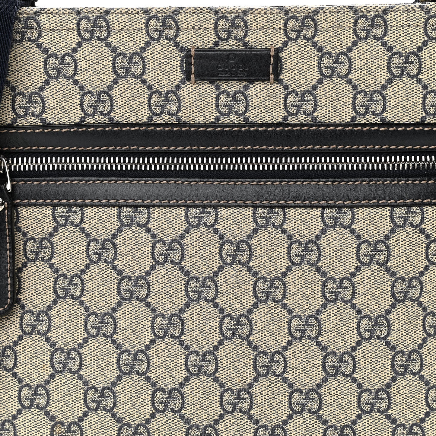 GG Supreme Monogram Small Flat Side Zip Messenger Bag Beige Blue