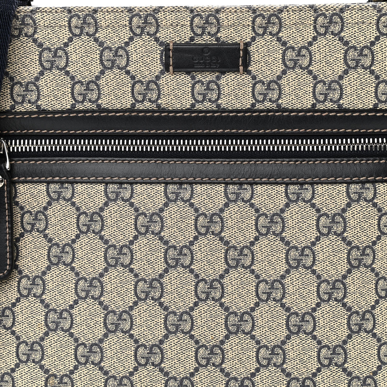 Gucci GG Supreme Monogram Small Flat Side Zip Messenger Bag Beige Blue 8 of 10