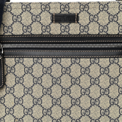 Gucci GG Supreme Monogram Small Flat Side Zip Messenger Bag Beige Blue 8 of 10