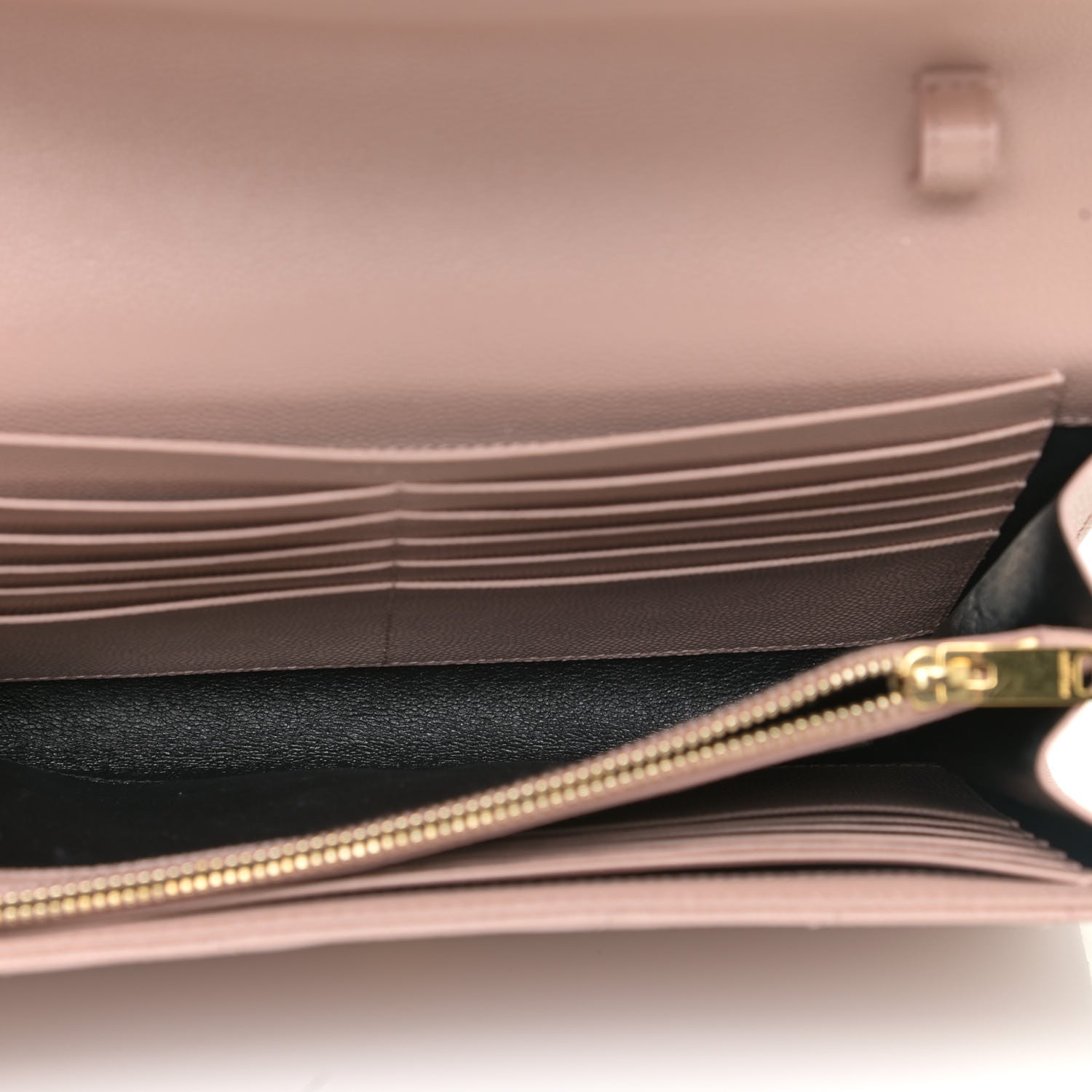 Saint Laurent Grain De Poudre Matelasse Chevron Monogram Chain Wallet Pale Blush 7 of 15