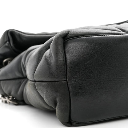 Saint Laurent SAINT LAURENT Lambskin Quilted Medium Loulou Puffer Monogram Chain Satchel Black 9 of 13