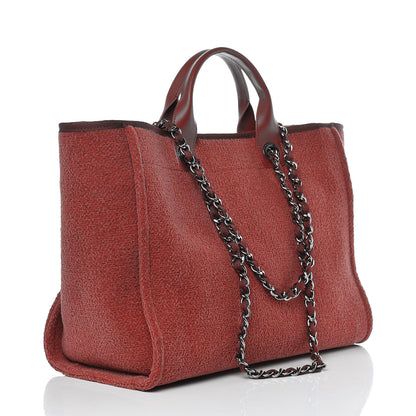 Chanel Lurex Boucle Large Deauville Tote Red 4 of 10
