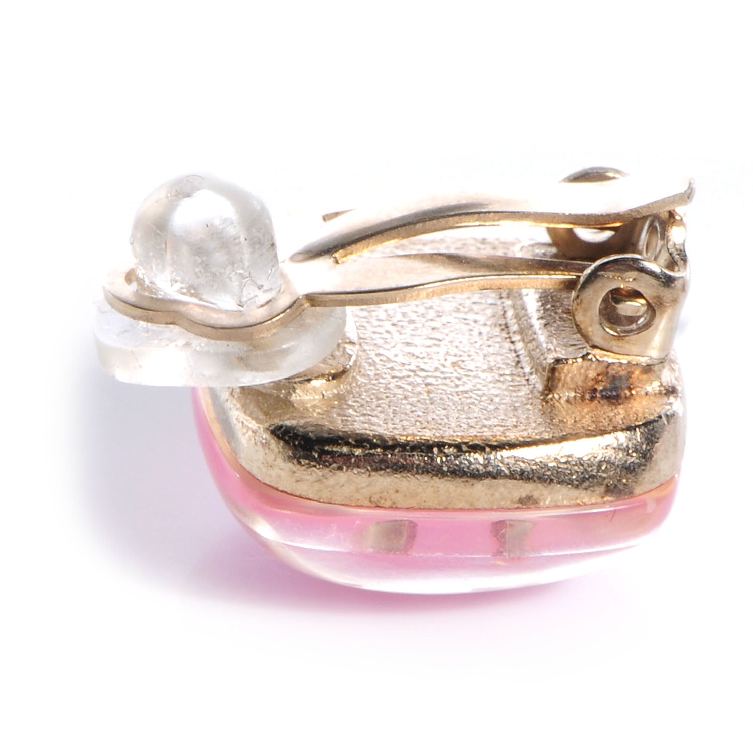 Chanel Resin CC Iridescent Clip On Earrings Pink 3 of 5