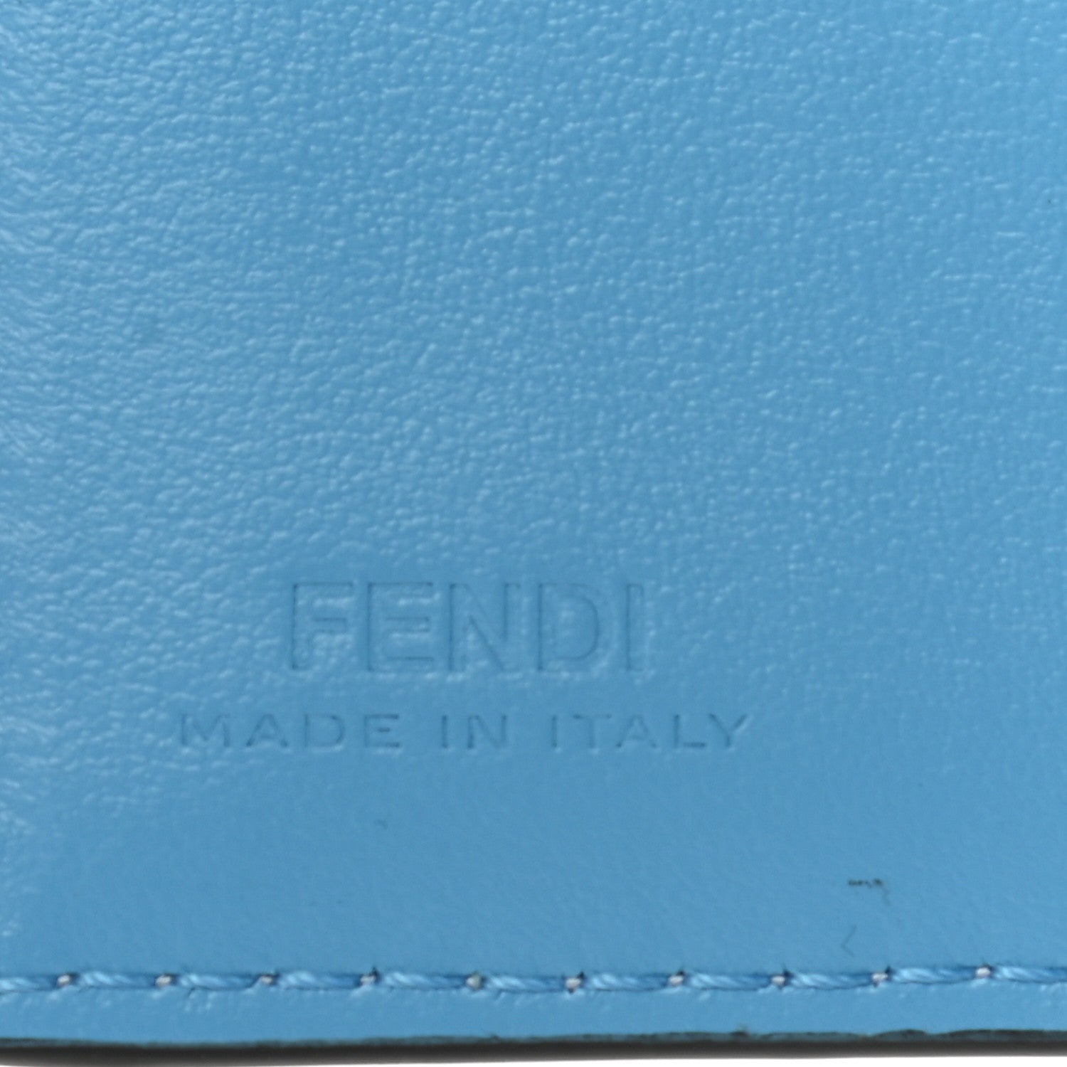 Fendi X SARAH COLEMAN Vitello Liberty Ceylon Micro FF Fish Eye Embossed Tri-Fold Wallet Multicolor Cyber Blue 7 of 8