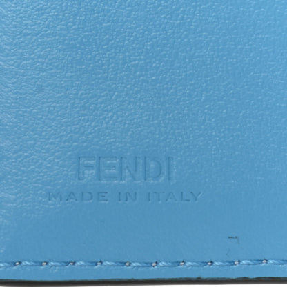Fendi X SARAH COLEMAN Vitello Liberty Ceylon Micro FF Fish Eye Embossed Tri-Fold Wallet Multicolor Cyber Blue 7 of 8