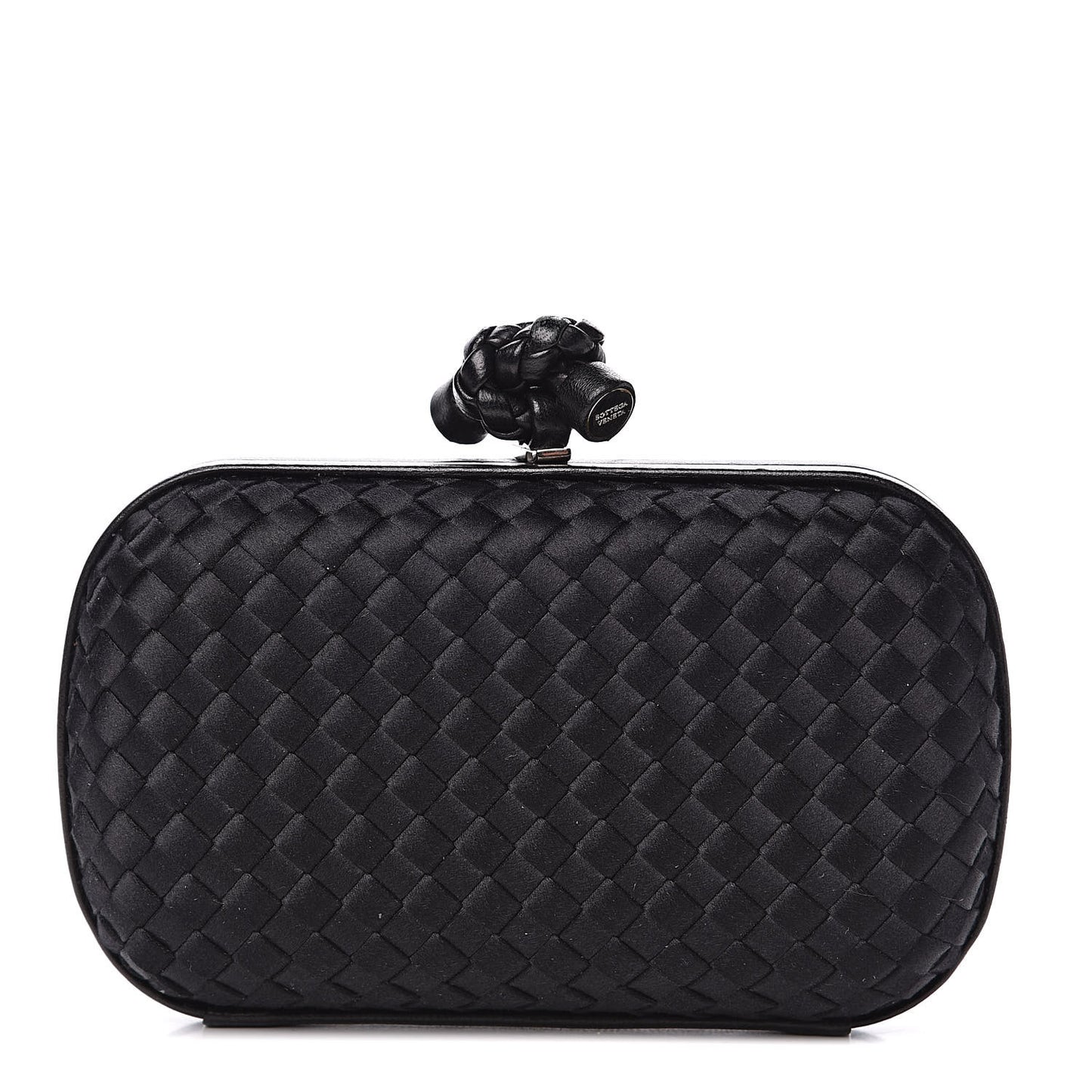 Satin Intreccio Impero Knot Clutch Black