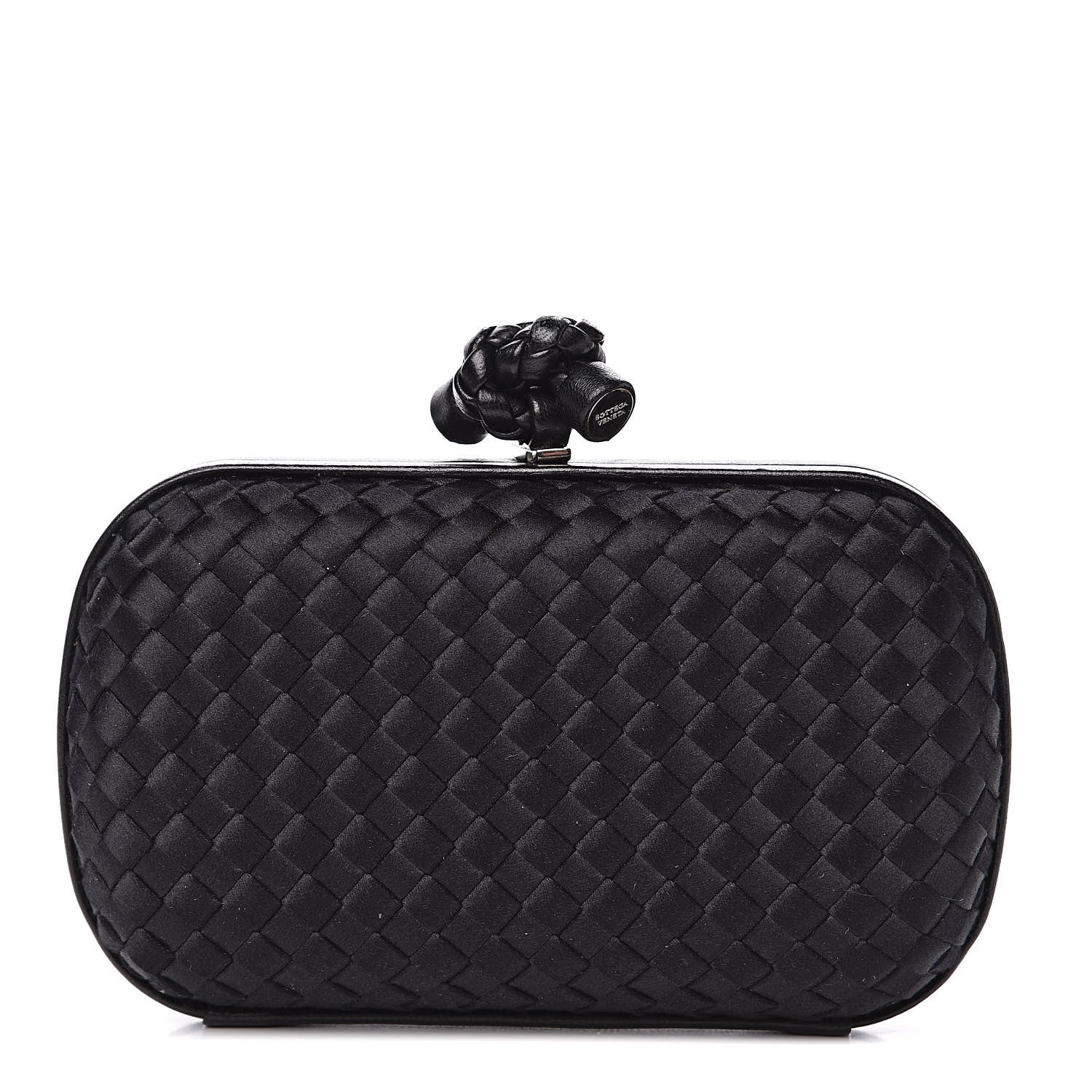 Bottega Veneta Satin Intreccio Impero Knot Clutch Black 1 of 11