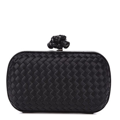Bottega Veneta Satin Intreccio Impero Knot Clutch Black 1 of 11