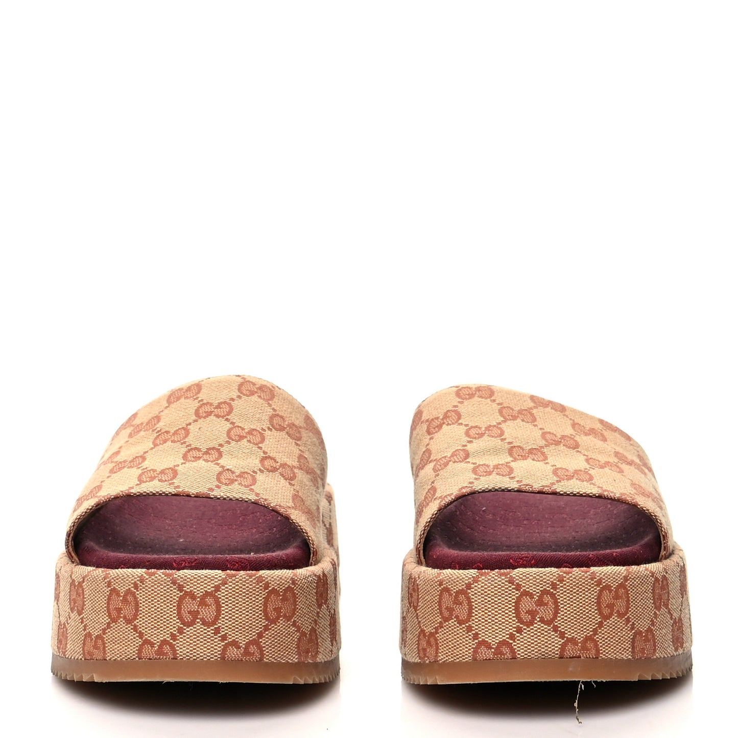 Canvas GG Monogram Angelina Platform Slide Sandals 40 Beige Ruggine