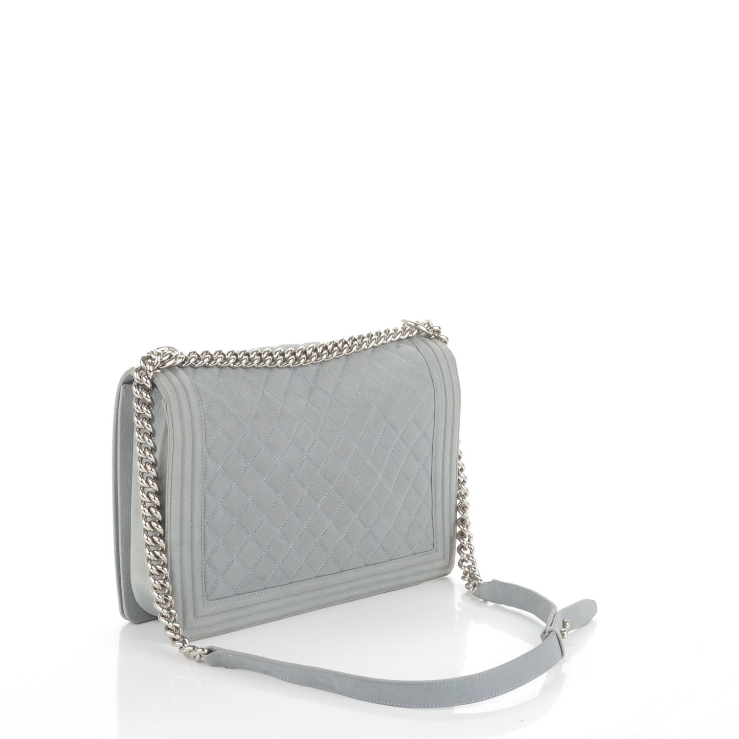 Iridescent Caviar Quilted Large Boy Flap Grey