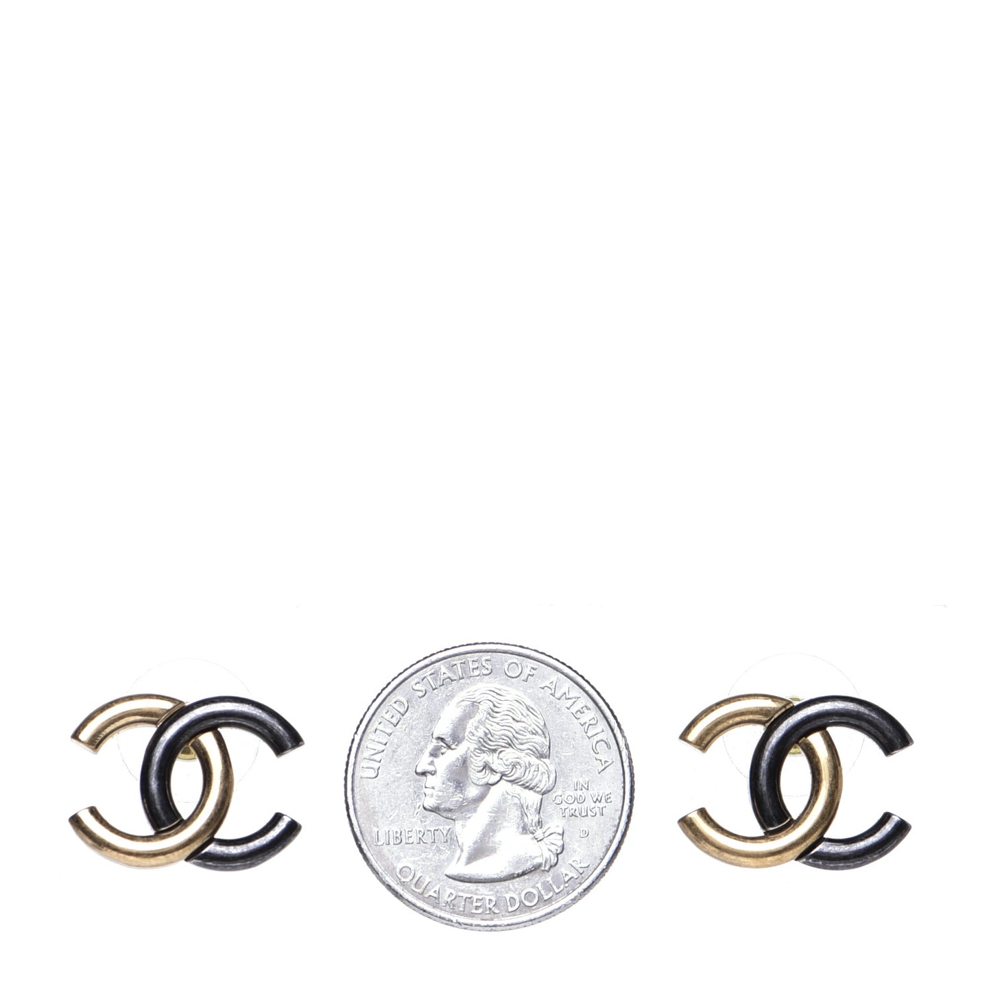 Metal CC Earrings Gold Ruthenium