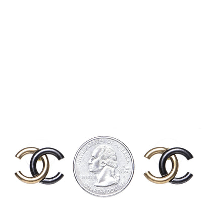 Chanel Metal CC Earrings Gold Ruthenium 2 of 5