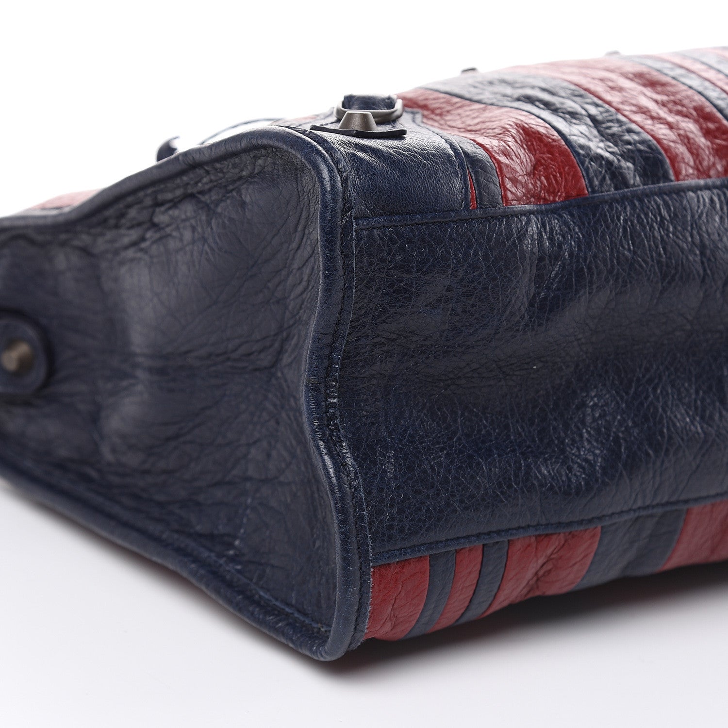 Balenciaga Cuir Arena Striped Classic Hardware City Bleu Nuit Rouge 8 of 9