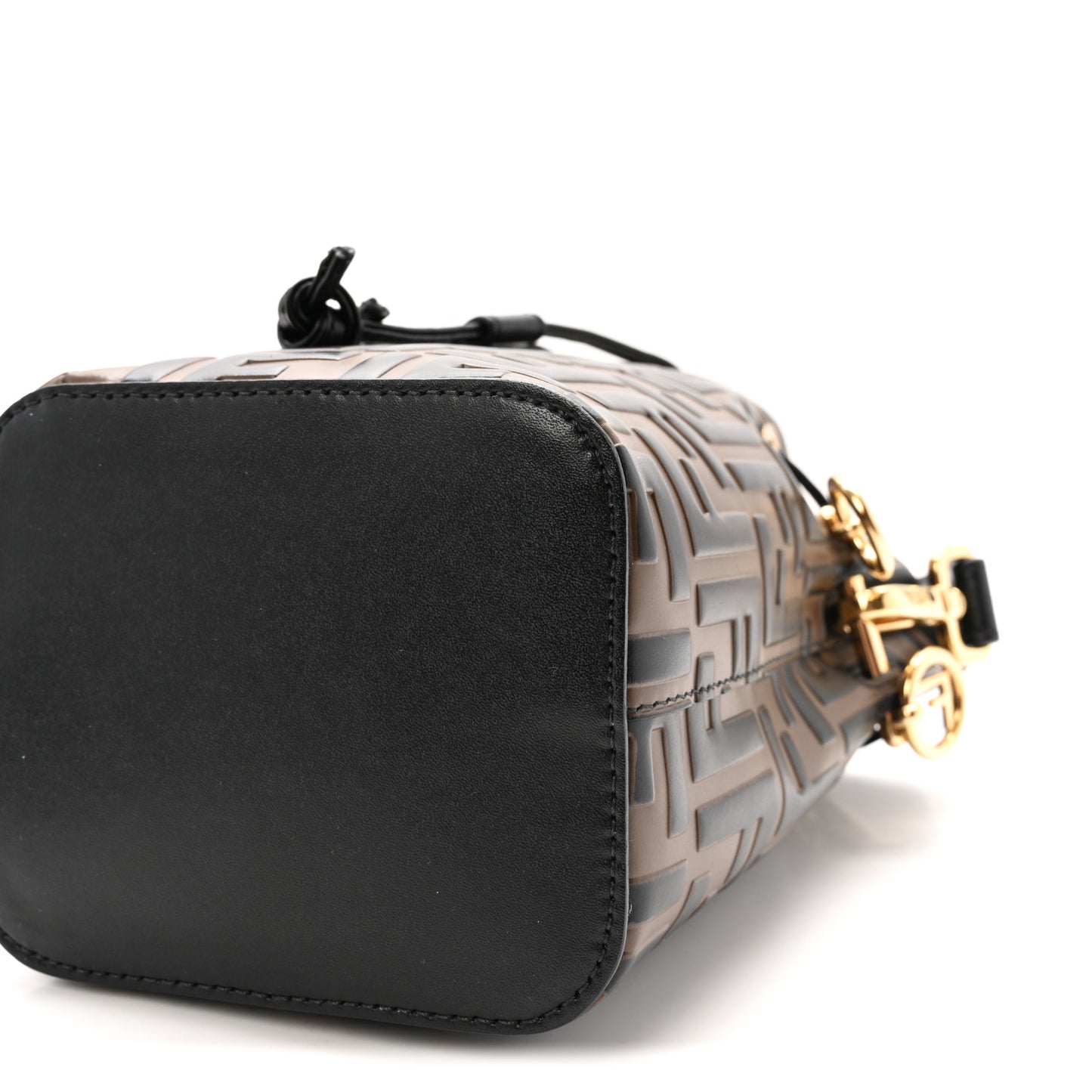 Vitello Liberty F is Fendi Bi-Color FF 1974 Embossed Mini Mon Tresor Bucket Bag Maya Black