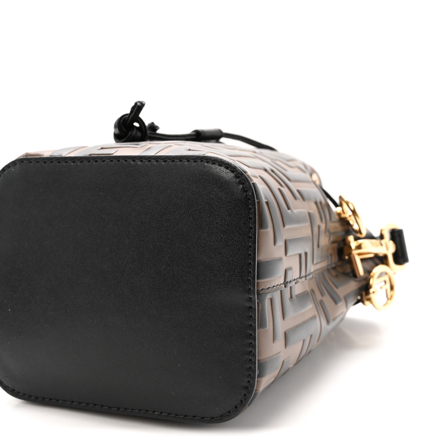 Fendi Vitello Liberty F is Fendi Bi-Color FF 1974 Embossed Mini Mon Tresor Bucket Bag Maya Black 10 of 10