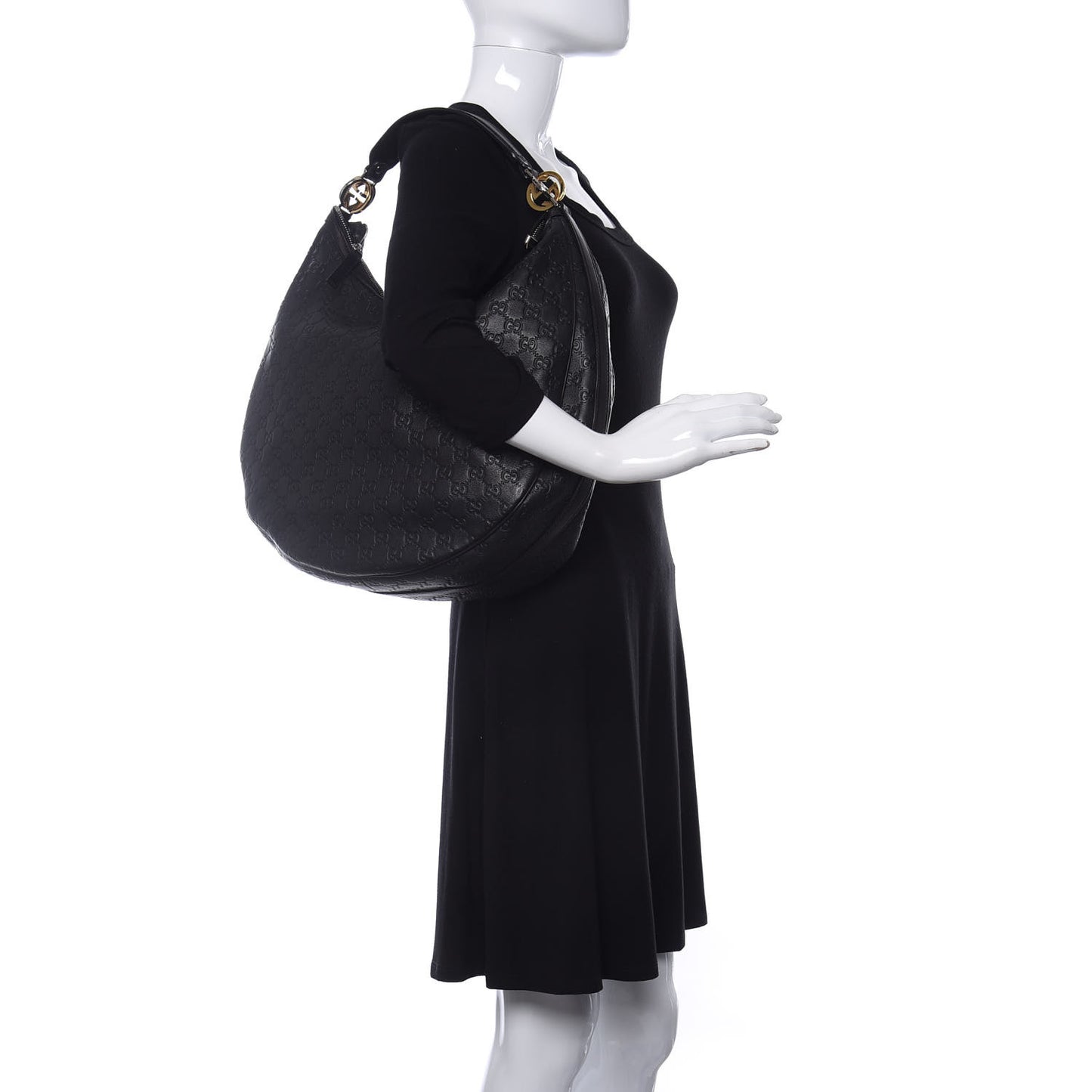 Guccissima Large GG Twins Hobo Black