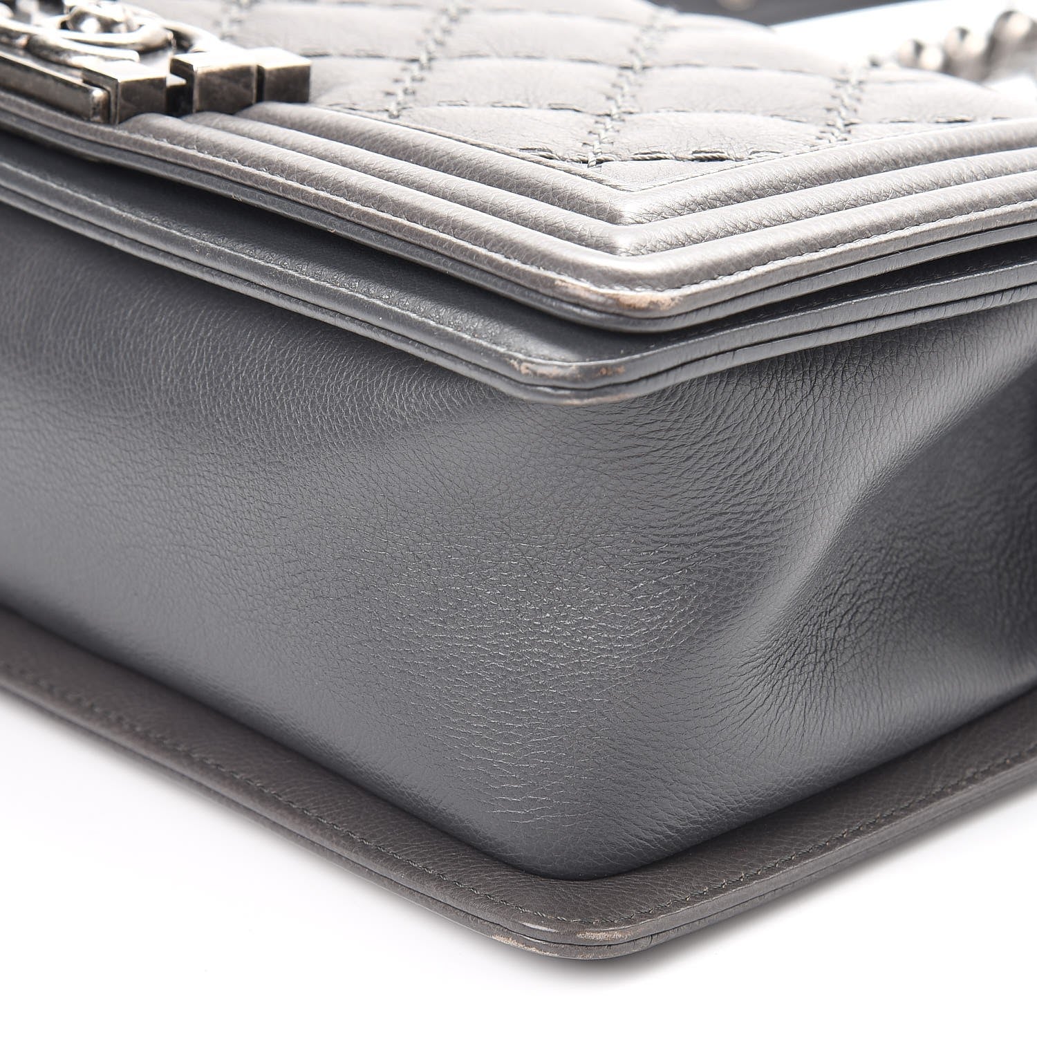 Chanel Calfskin Double Stitch Medium Boy Flap Grey 12 of 12